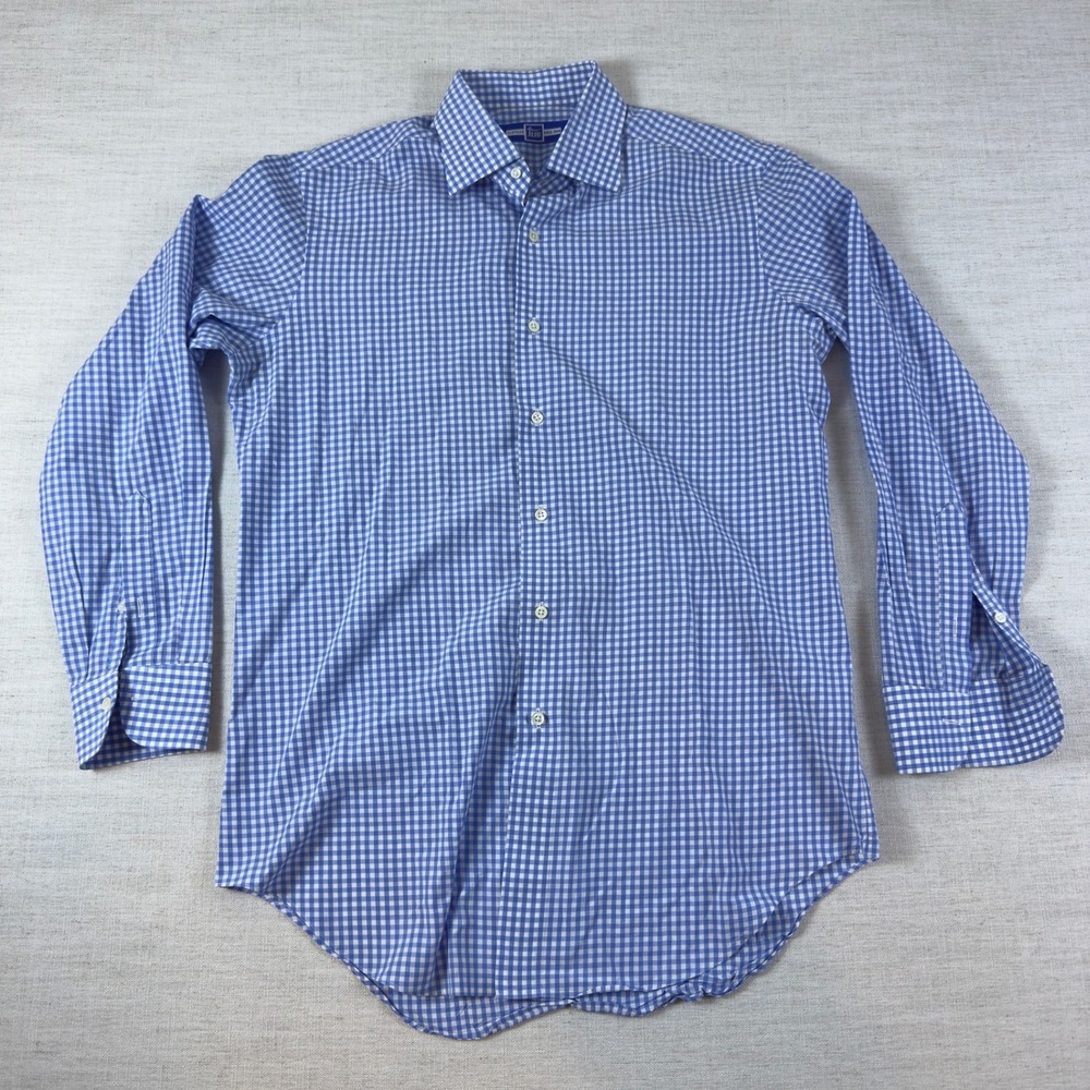 Bruce Julian Mens Blue Cotton Button Down Shirt Size 15.75-40 SEE SIZE IN PHOTOS